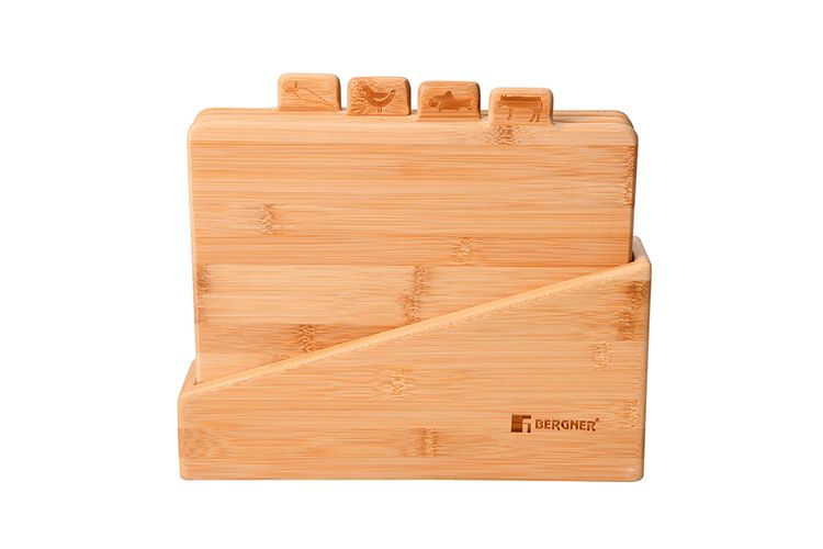 Snijplankenset bamboe BG4940MM Set van 4 snijplanken met standaard